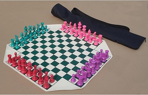 Miniatura 3 de 4-Way Chess Set Travel Family Game with Chessboard and Four Player Board for Group Gatherings Educational Team