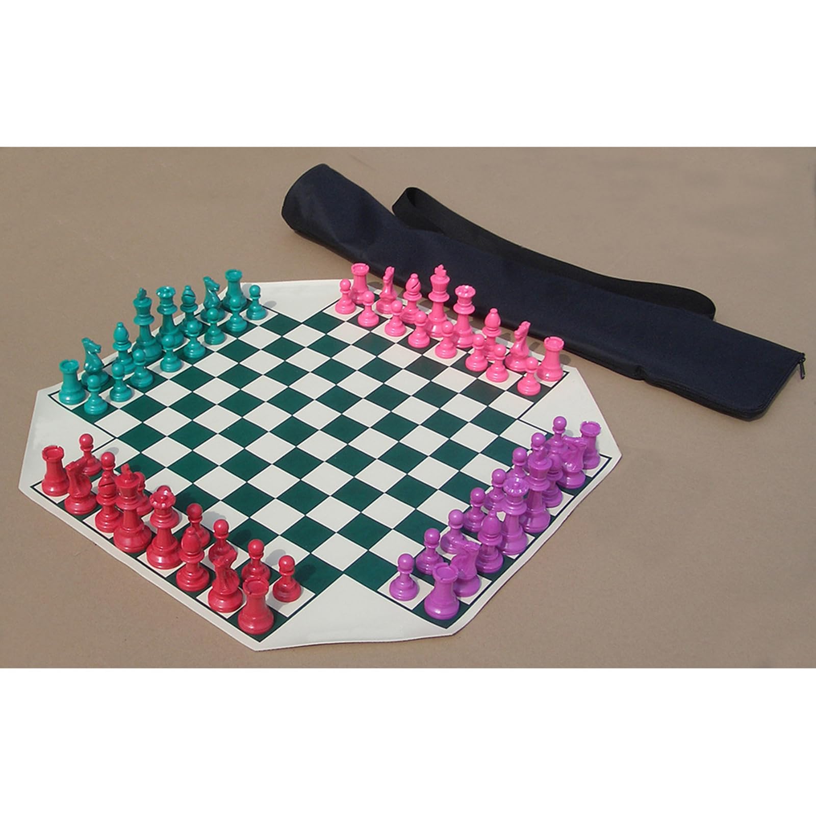 Juego de ajedrez para cuatro jugadores, juego de ajedrez combinado único, juego de ajedrez familiar con tablero de ajedrez plegable y juego educativo de equipo de ajedrez