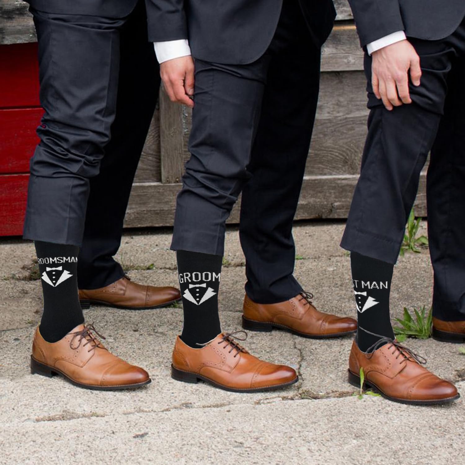 Paquete de regalo de calcetines de boda para hombre, calcetines de vestir para novio