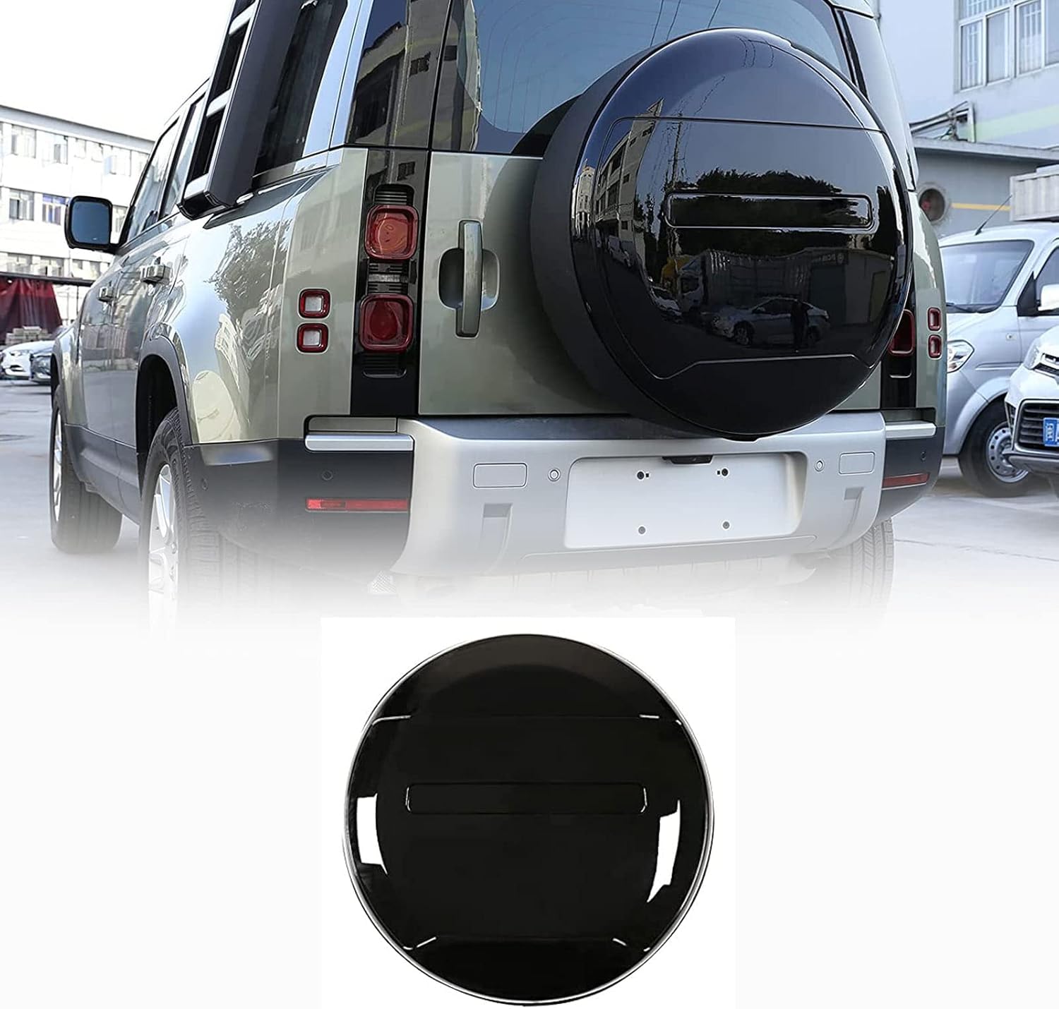 YARLGIA Spare Tyre Tire Cover for 2020-2025 Land Rover Defender ABS Plastic Wheel Cover (Black)