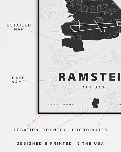 Miniatura 3 de Ramstein Air Base Map Print - 12x16 inches Unframed Artwork (Cream)