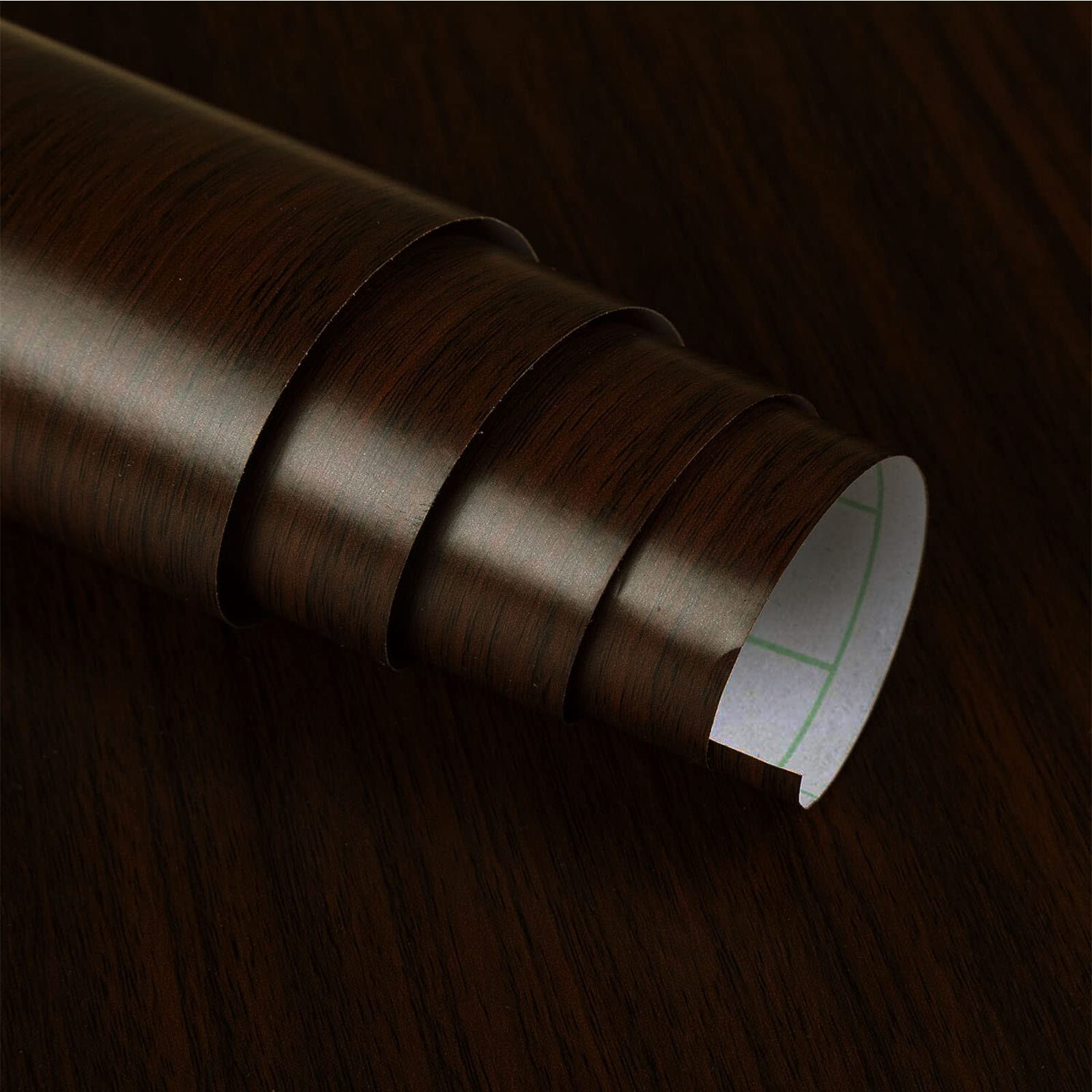 JSEVEM 16"×118" Dark Brown Black Walnut Wood Wallpaper Peel and Stick Darker Brown Walnut Wood Grain Contact Paper Vinyl Adhesive Waterproof Faux Wood Furniture Sticker for Kitchen Cabinets Table Desk