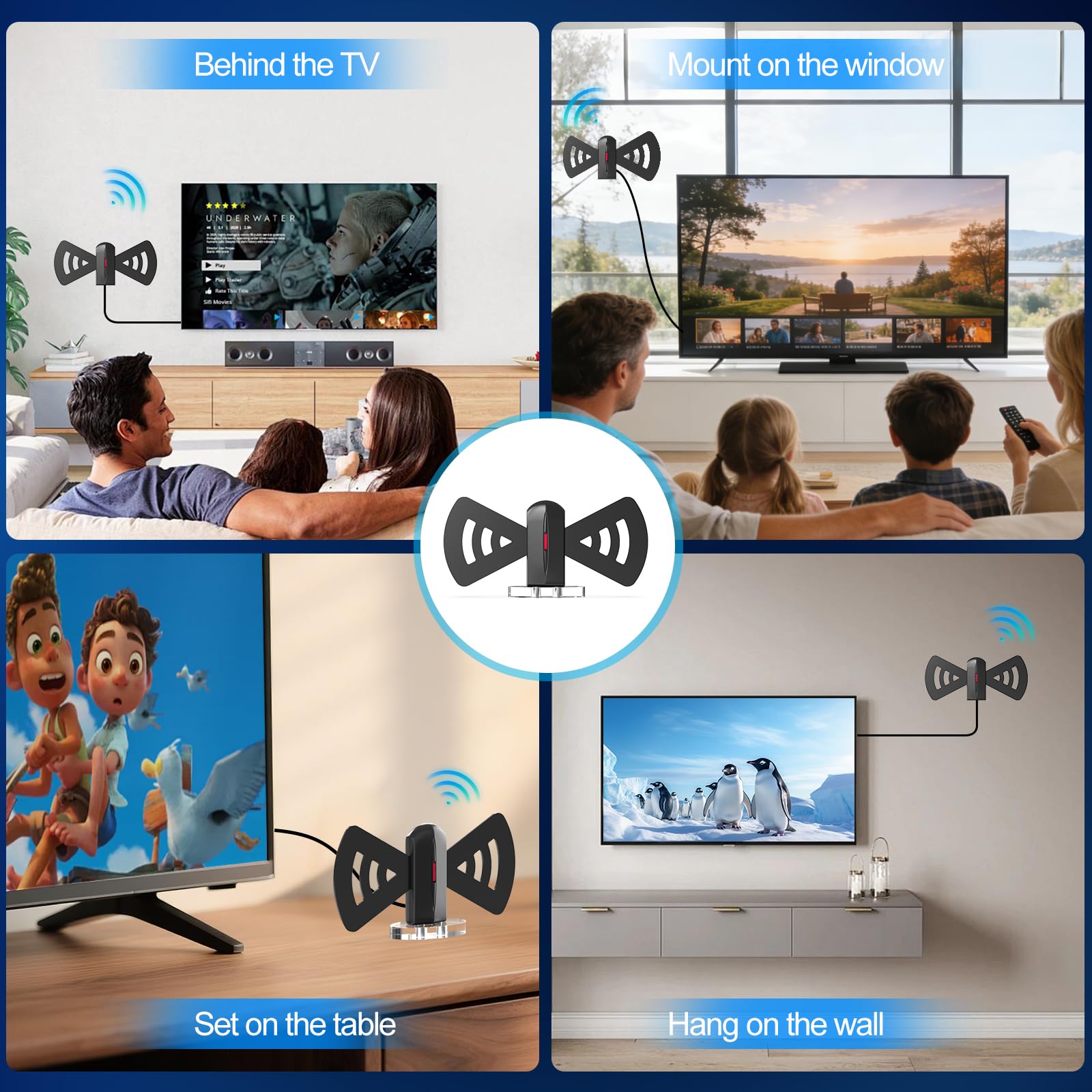 Antena de TV 2026 para Smart TV, antena digital de recepción de 360° de largo alcance con base magnética para canales locales en interiores y exteriores, soporta 4K 1080p, cable de 9.84 pies, fácil