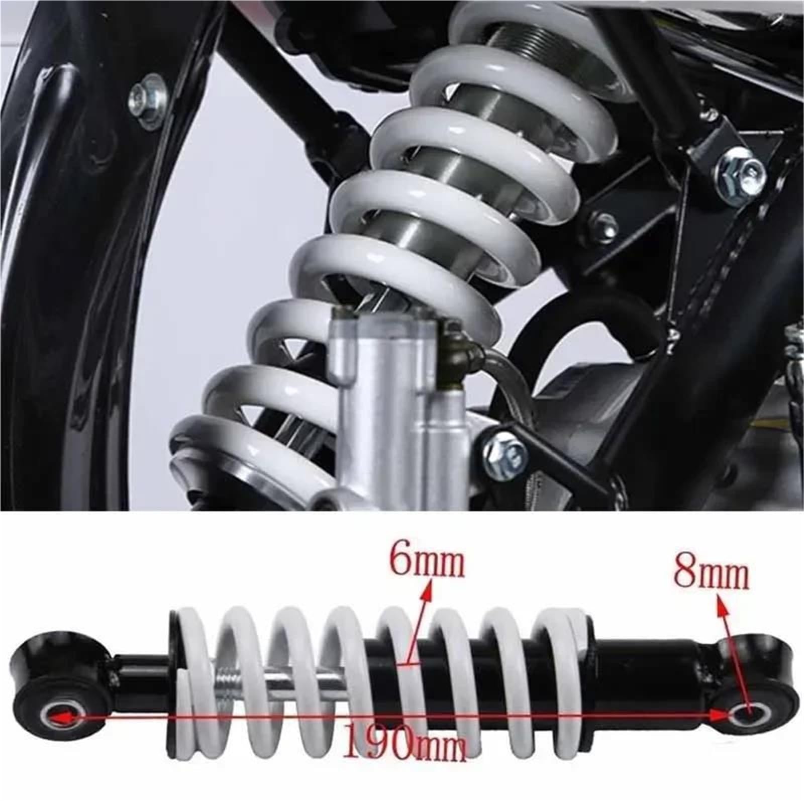 Amortisseur de remplacement Moto 7.5" 190mm Fourche Arrière Protecteur Amortisseur Ressort 250LBS Pour Mini Pit Quad Dirt Bike Off-Road Go Kart ATV