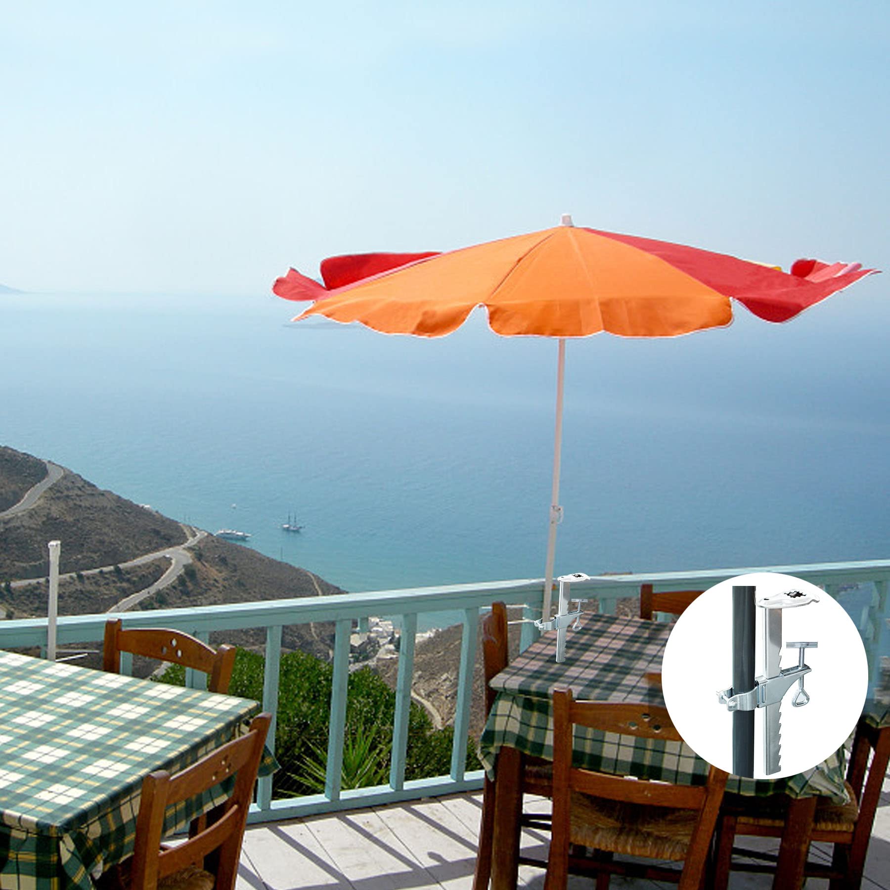 Regulowany uchwyt na balustradę przeciwsłoneczną, przedłużony uchwyt na parasol przeciwsłoneczny, zacisk balkonowy, uchwyt na balustradę balkonową, uchwyt na parasol przeciwsłoneczny