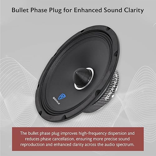 Miniatura 4 de Rockville RXM108 10" 600 vatios 8 ohmios SPL altavoz de bajo medio de rango medio para automóvil con bala