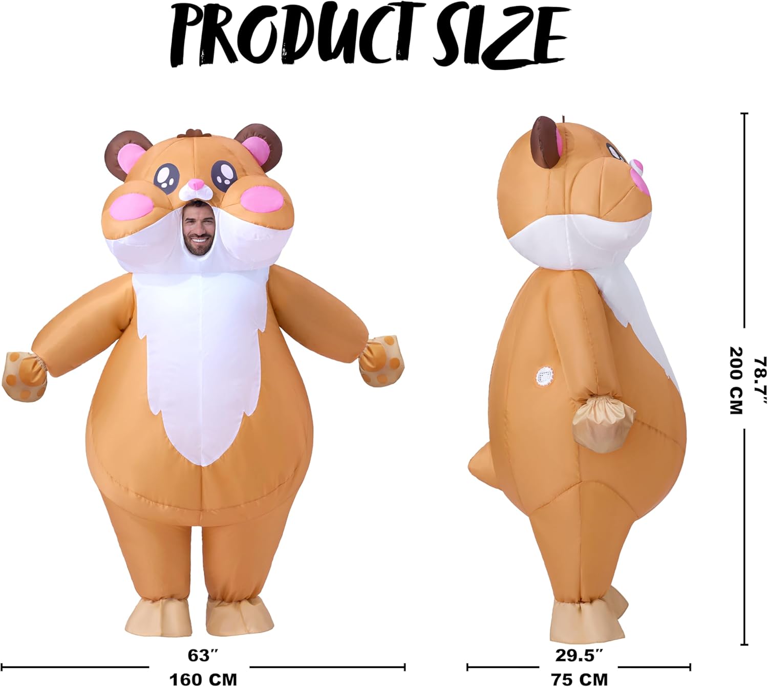 Spooktacular Creations Adults Halloween Inflatable Costumes, Women Hamster Blow-up Costume with Gloves, Full Body Hamster Inflatable Suit for Halloween Cosplay Parties - Image 5