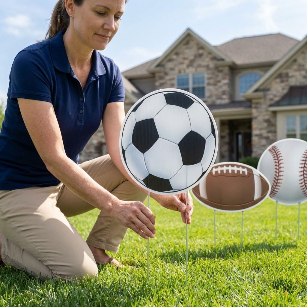 VictoryStore Yard Decorations, Sports Yard Card Accessories Outdoor Yard Signs, 2 Stakes Included Per Sign (Sports Theme 10 Signs) AC2