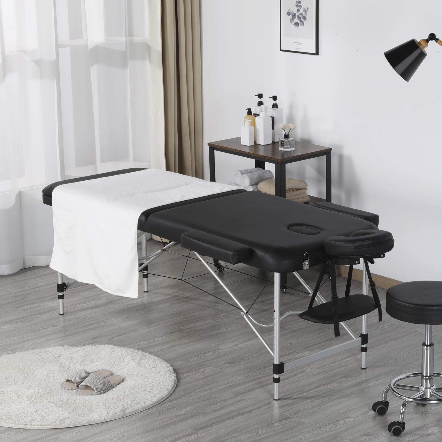 Yaheetech - Mesa de Masaje Plegable Profesional 3 sección, 60 x 213 cm, Cama de Masaje con Altura Ajustable, reposamuñecas ergonómicas para Masaje SPA y Tatuaje, Color Negro
