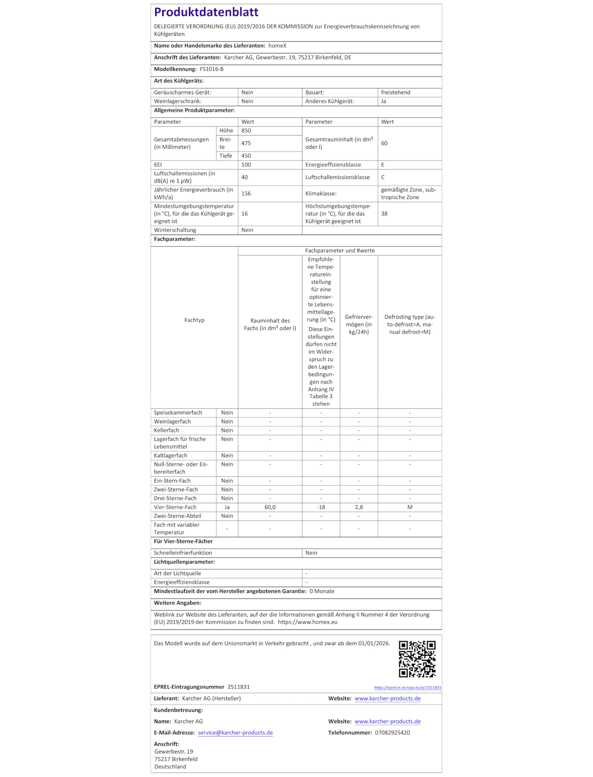 homeX Gefrierschrank 60L 4-Sterne freistehend schwarz FS1016-B