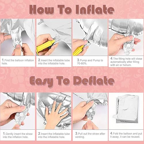 Miniatura 6 de Globo blanco crema del número 3 de 40 pulgadas, 7 globos de aluminio con globos de corazón para fiestas de cumpleaños de niños y niñas (blanco crema