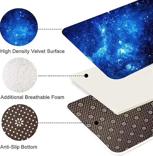 Miniatura 4 de Alfombras de franela de galaxia azul de 3 x 5 pies para cocina, comedor, antideslizante, cielo estrellado, tapete para el espacio exterior, para