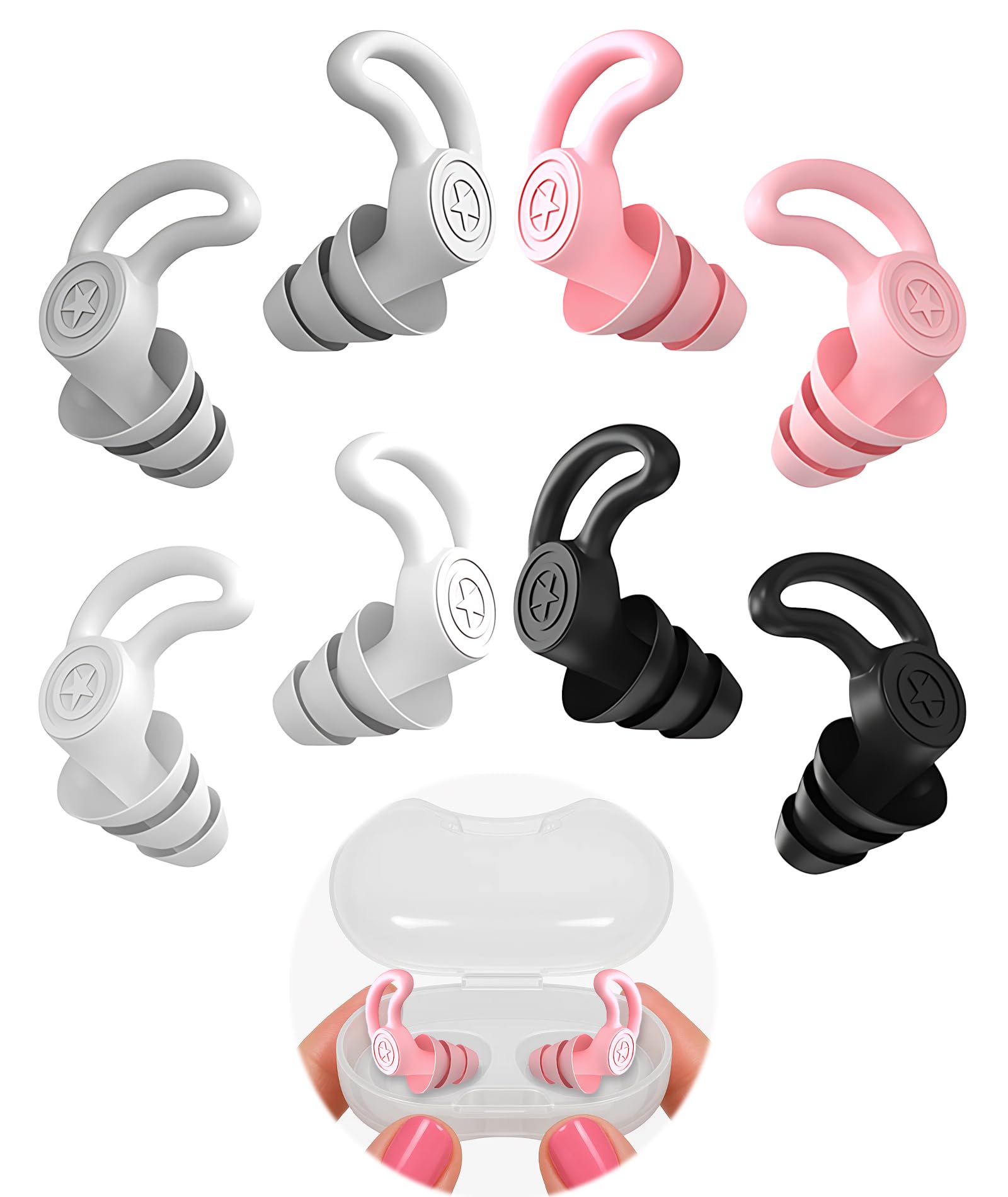 Silicone Ear Plugs Set, Noise Reduction for Swimming, Sleep, Travel, Study, 4 Pairs, Multiple Colours-image-19