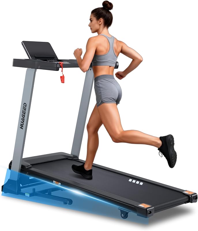 HUAGEED Treadmills for Home, 15-Level Auto Incline, 17.32" Wide Belt, 3.0HP, 0.6–10 MPH, 300 lb Capacity Folding Running Machine, 40 Preset Programs