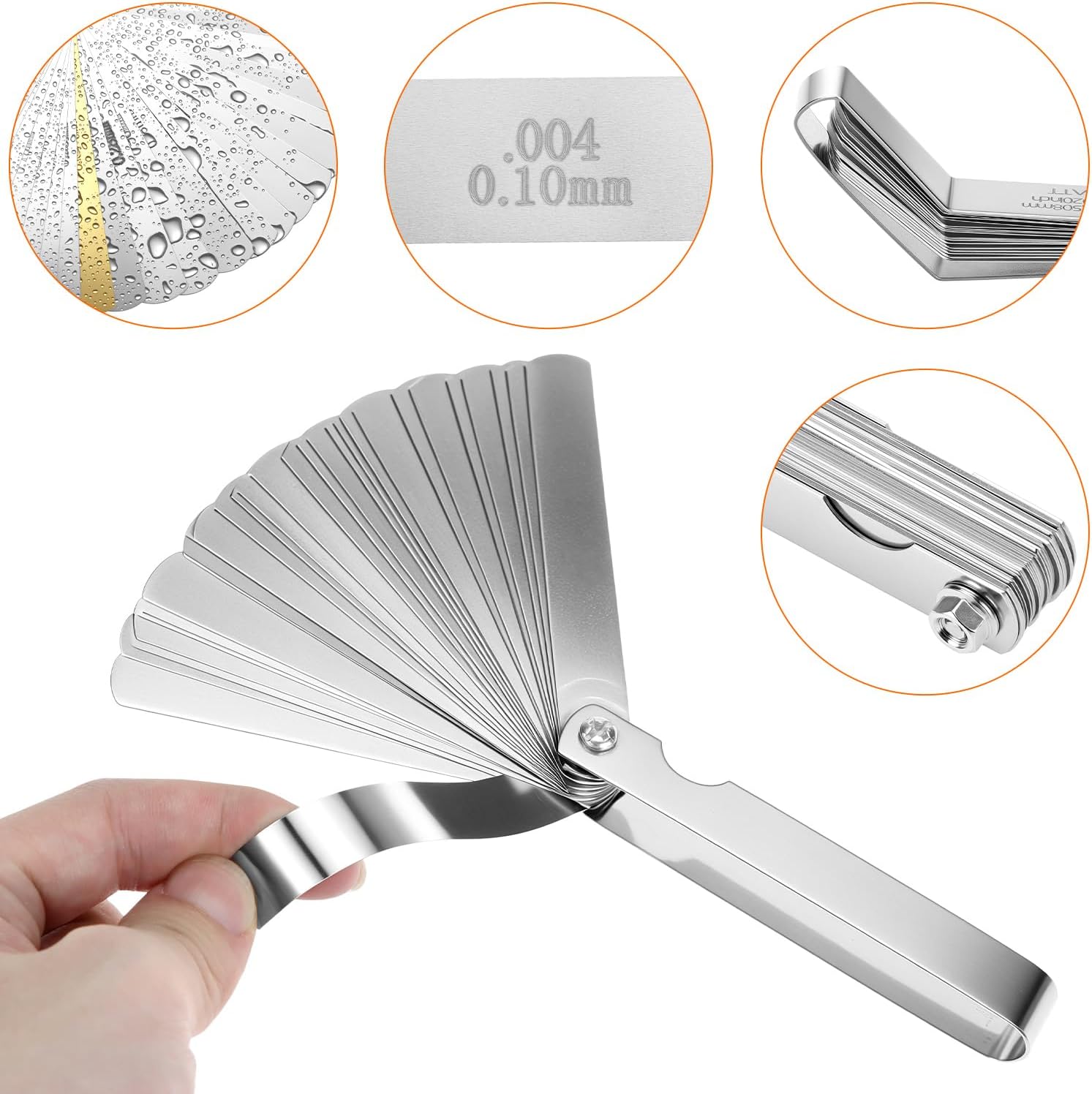 QWORK 4 Pcs Adjusting Valves Tools Set, Motorcycle Engine Screw Spanner, Straight / Offset Feeler Gauges, for Motorcycle Motor Engine