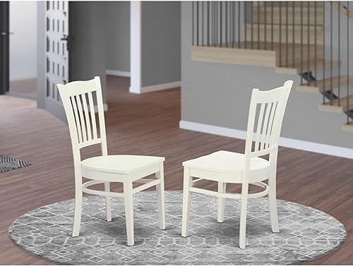 Miniatura 2 de East West Furniture GRC-WHI-W Groton - Sillas de comedor de madera con respaldo de listones, juego de 2, color blanco lino Lino