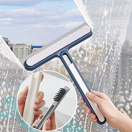 3 in 1 Glass Cleaning Brush Double-Sided Wiper Screen Window Brush Glass Wipe Window Small Hair Brush Sponge Brush, Double Sided Wet & Dry Dual Purpose