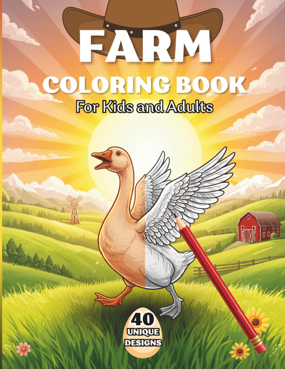 Farm Coloring Book: 40 Charming Country Animals and Countryside Scenes for Relaxation: A Cozy Coloring Journey Through Farm Animals, Barns, and Country Life for Kids, Teens, Adults, and Seniors