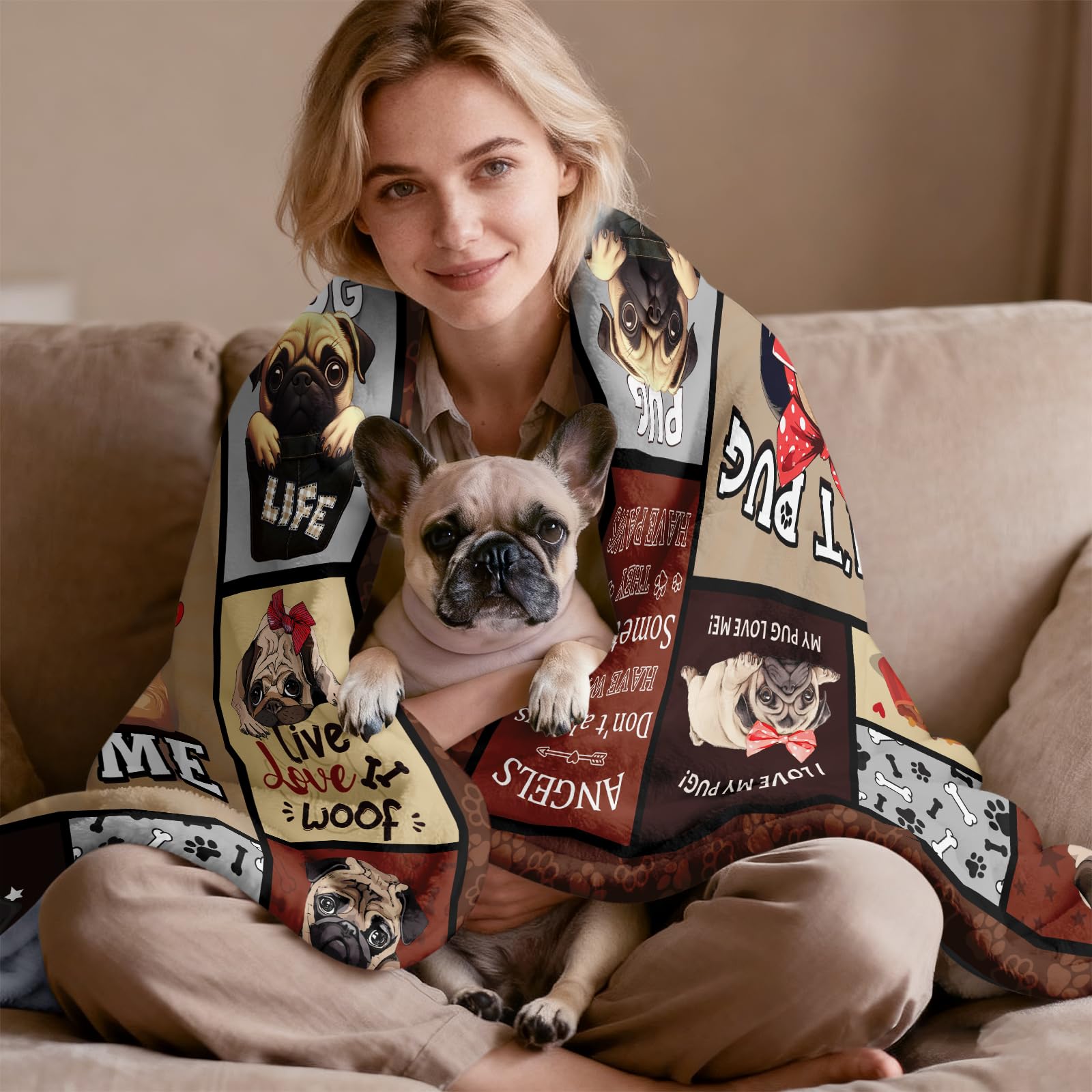Amazon｜CIUGOIG パグ愛好家へのパグギフト ブランケット 50インチ x