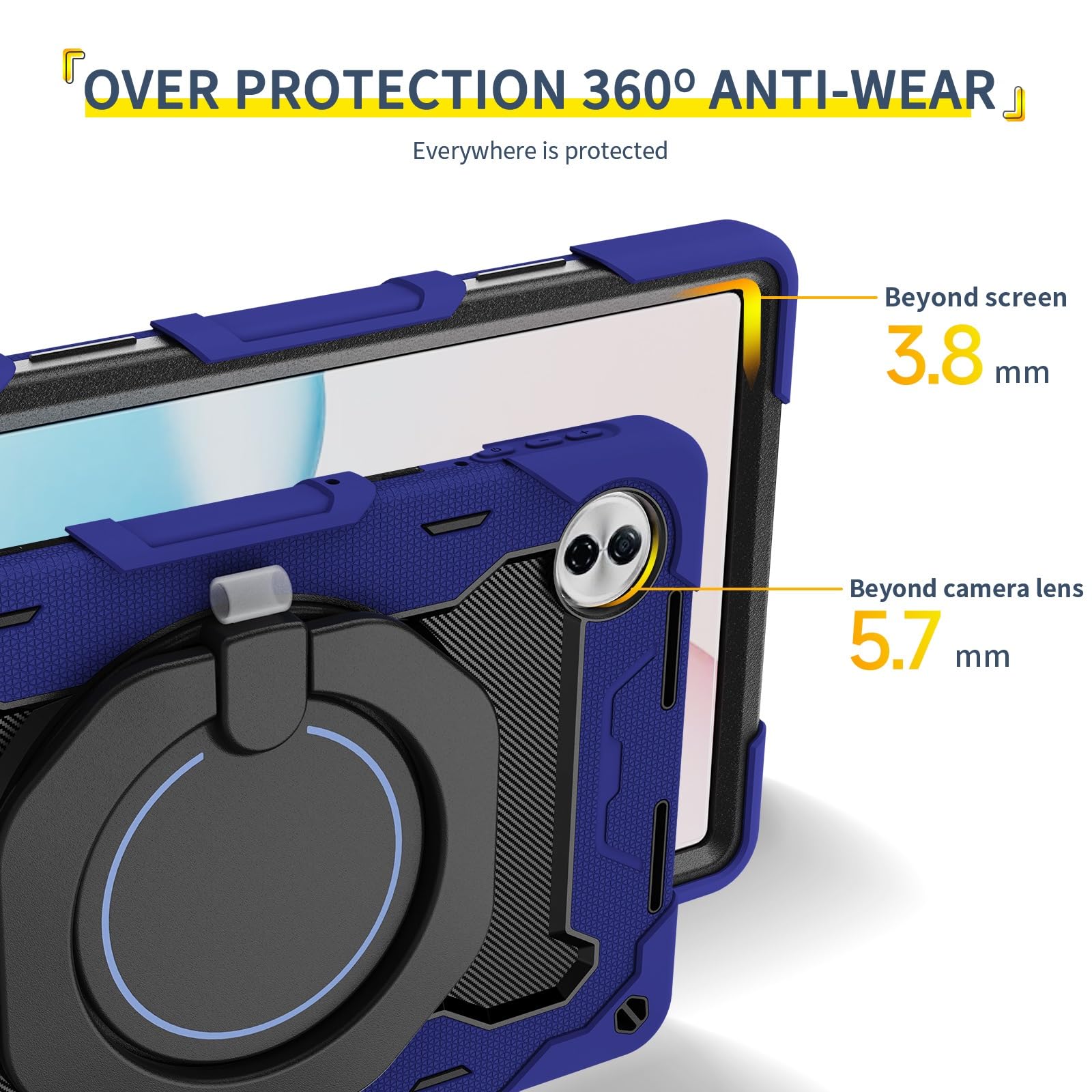 Pokrowiec ochronny na tablet Etui dziecięce na tablet Honor Pad 20 (12,1"), wytrzymałe, odporne na wstrząsy etui z TPU z podpórką Wytrzymałe etui ochronne z paskiem na ramię(Dark Blue)