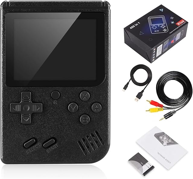 Handheld Game Console, Portable Retro Video Game Console with 400 Classical FC Games 3.0-Inch Screen 1020mAh Rechargeable Battery Support for Connecting TV (Black)