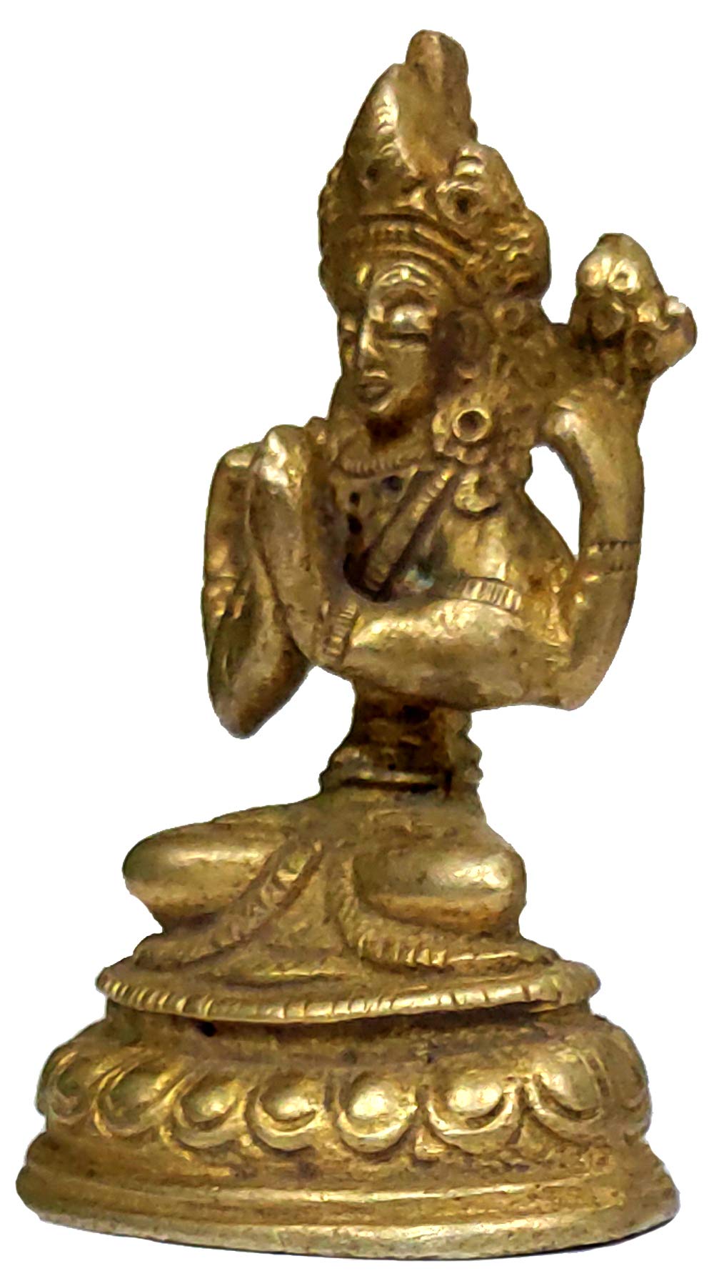 Purpledip Idol Tara, Bodhisattva femminile: Mini statuetta tibetana buddista dea in mani piegate Anajali in posa (12059)