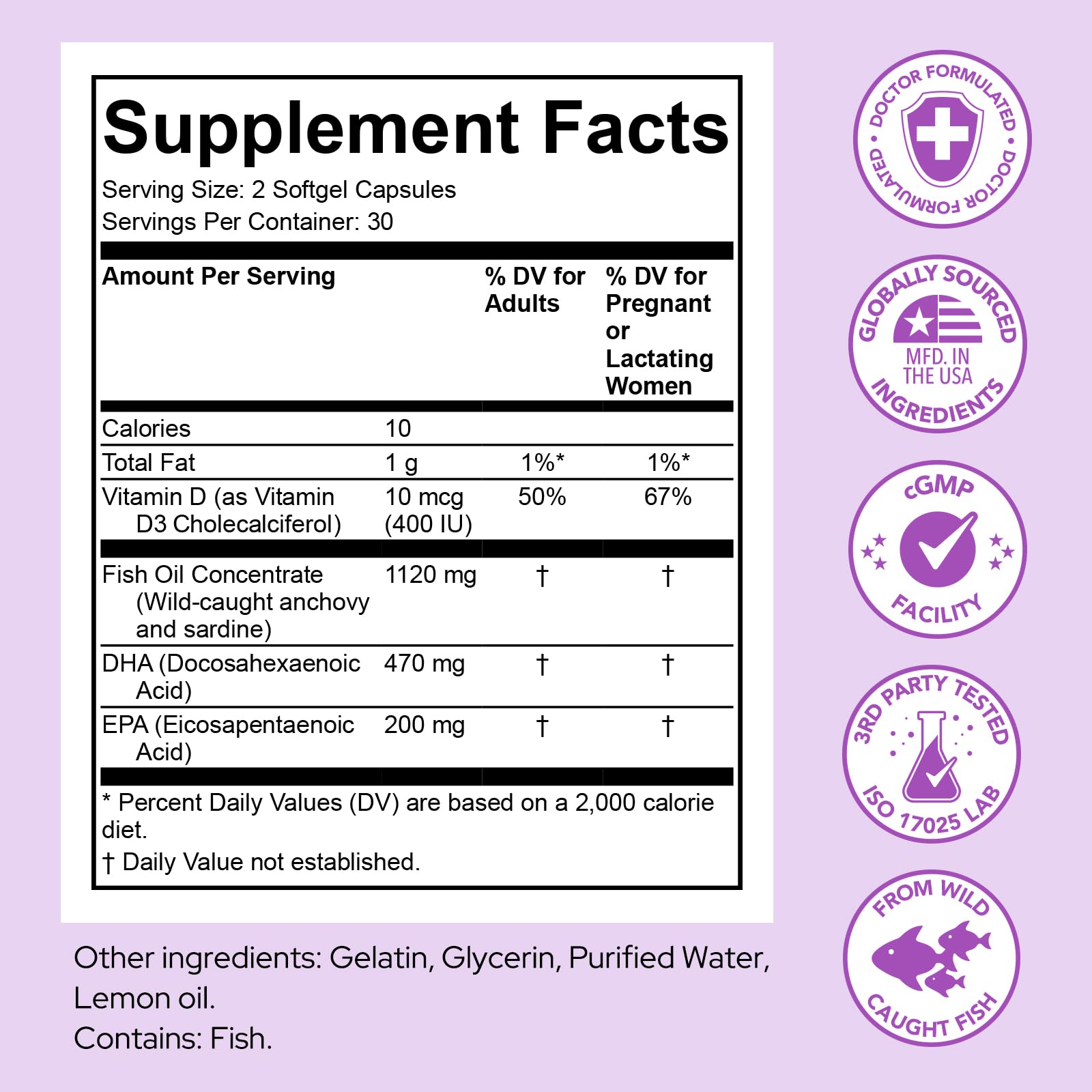 Premom Prenatal DHA Fish Oil, 470mg DHA, 200mg EPA, & 400IU Vitamin D3 — Amazon image 3