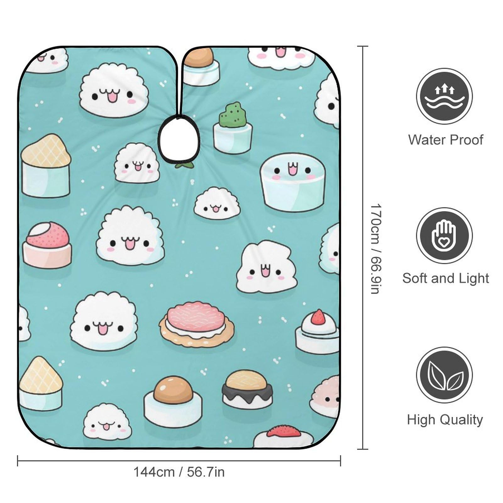 Cute Sushi Hair Cutting Cape for Men Women Waterproof Barber Cape Adjustable Salon Haircut Capes