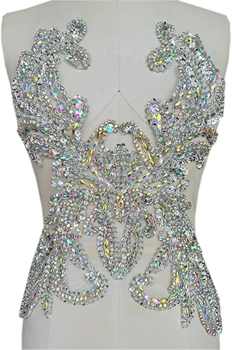 Miniatura 10 de Accesorios de apliques de encaje de diamantes de imitación hechos a mano puros cuentas de costura a mano piedras parches para vestido de novia de