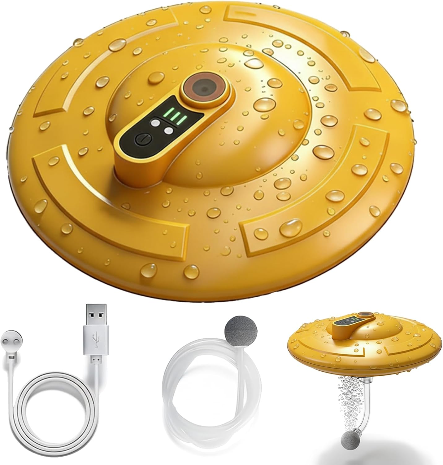 IPX7 Floating & Rechargeable Bait Bucket Aerator, 2000mAh Portable Live Bait Oxygen Pump, Ultra Quiet Waterproof Bubbler for Fish Tank & Bait Bucket, Fishing Aerator for Kayak, Shore Trips