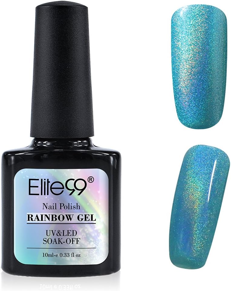 Elite99 Colorful Rainbow Compatible Gel Polish Soak Off UV LED Replacement for Nail Art Holographic Manicure 10ML (7001-US)