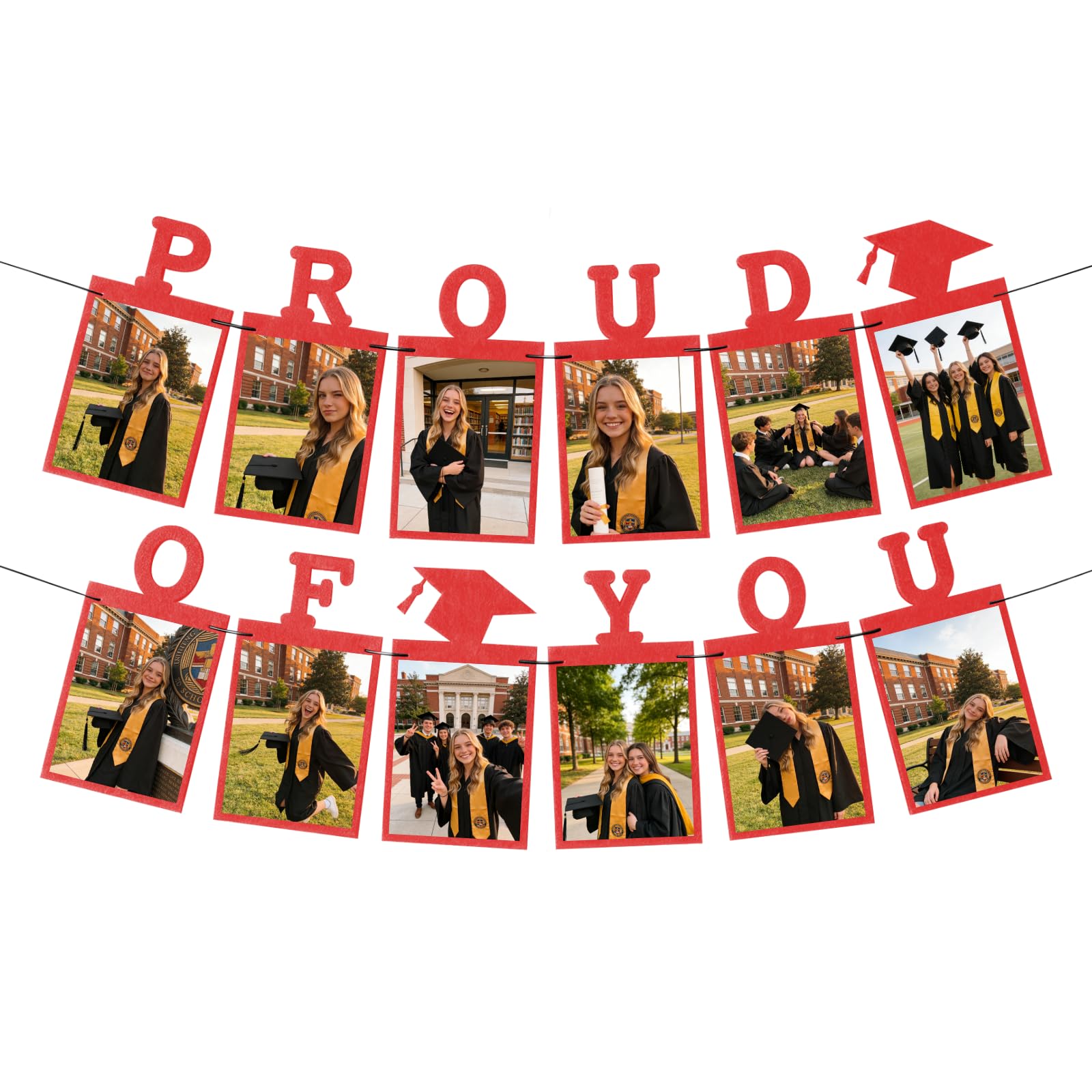 Graduation Photo Banner 2026, Red 4x6 Picture Garland