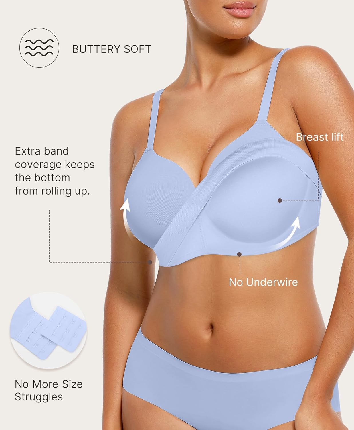 FeelinGirl Wireless Supportive Bra for Women, Seamless Comfort Bralettes No Underwire Full Coverage Everyday Bras - Image 2