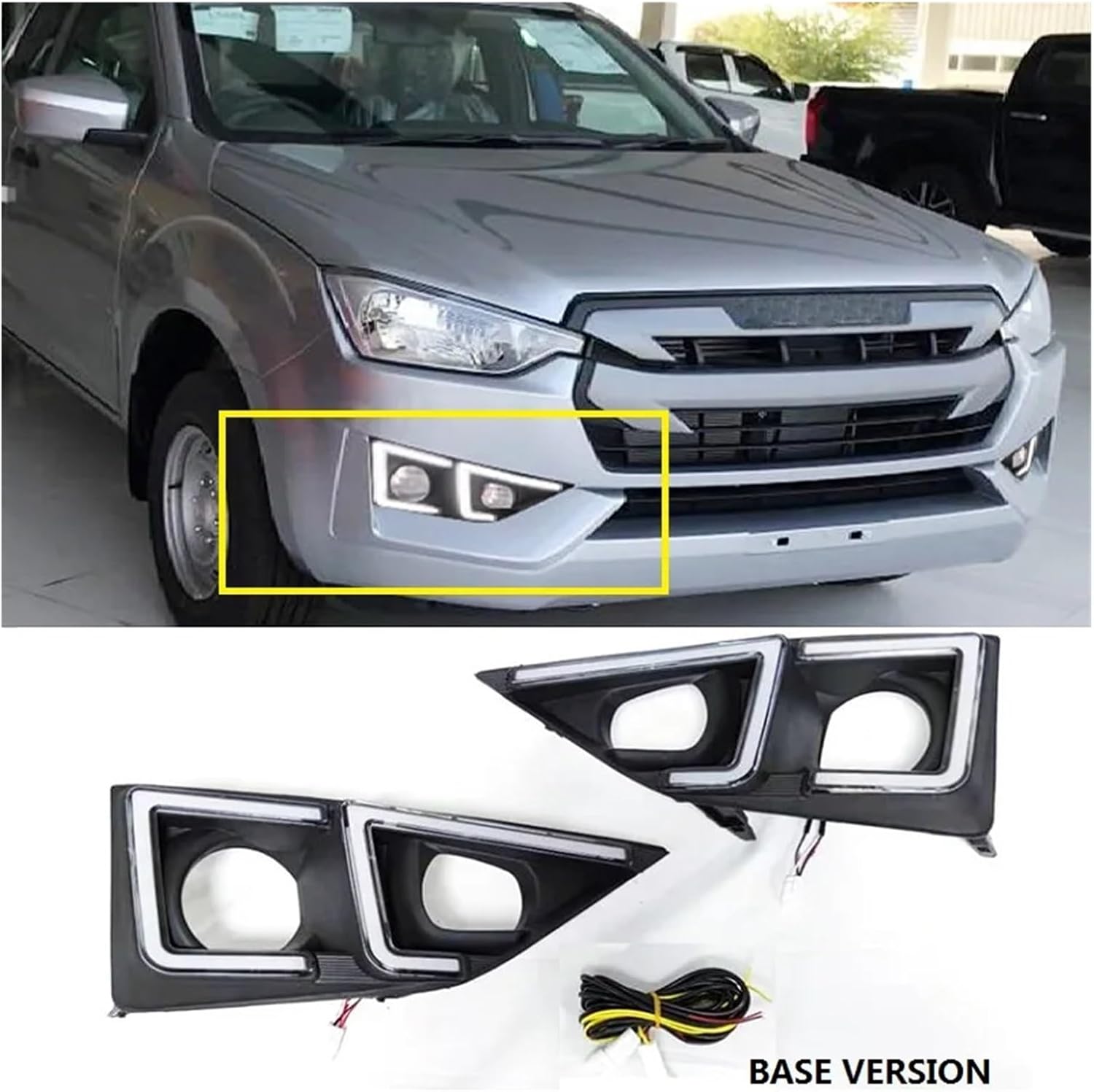 FURREN Exterior Front Led DRL Daytime Lights Compatible with Isuzu D-max Dmax Fog Lamps Light Turn Signal Lights 2021 Pickup Car(Size:High Version)