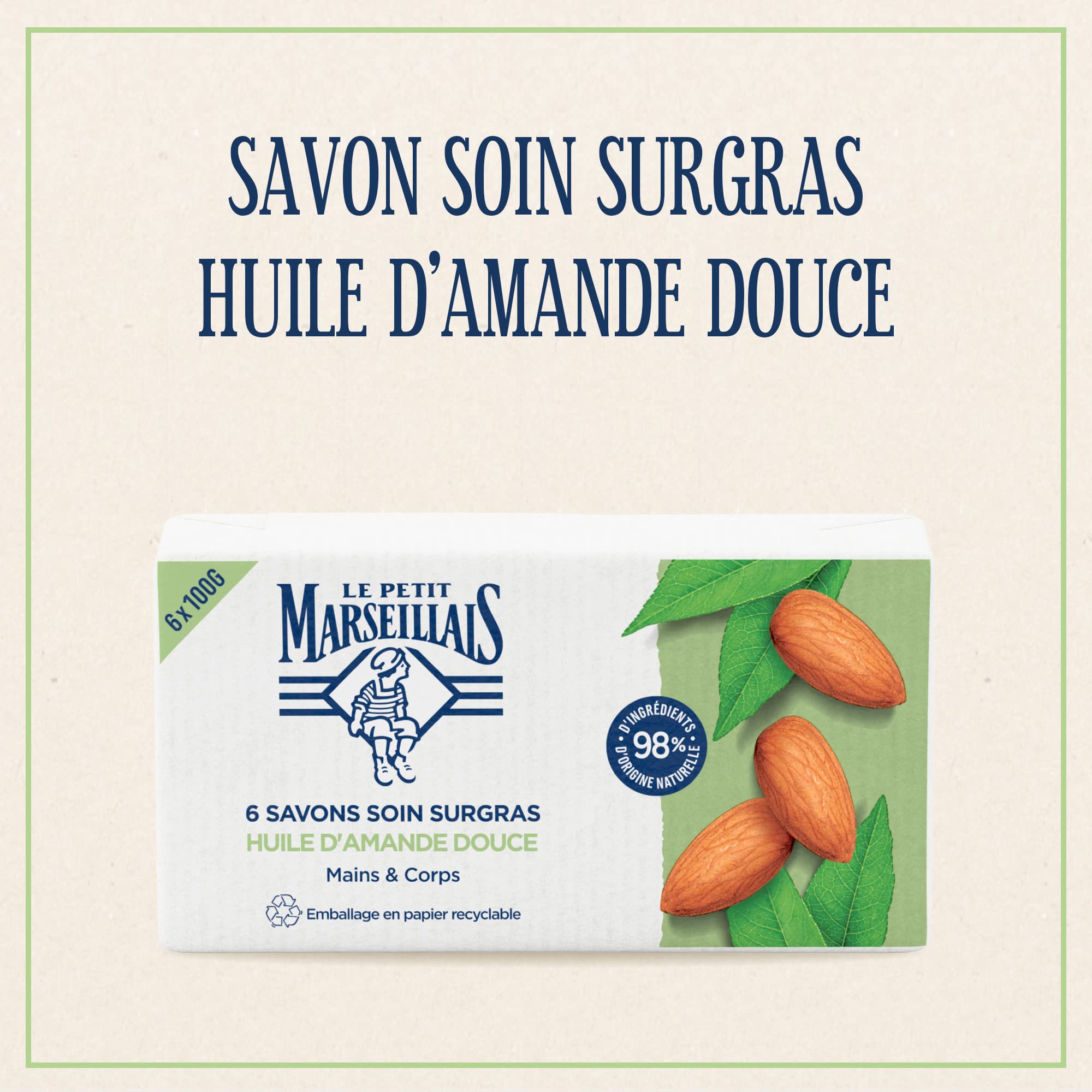 Image secondaire de Savon Surgras Huile d'Amande Douce - Le Petit Marseillais (6 x 100g)