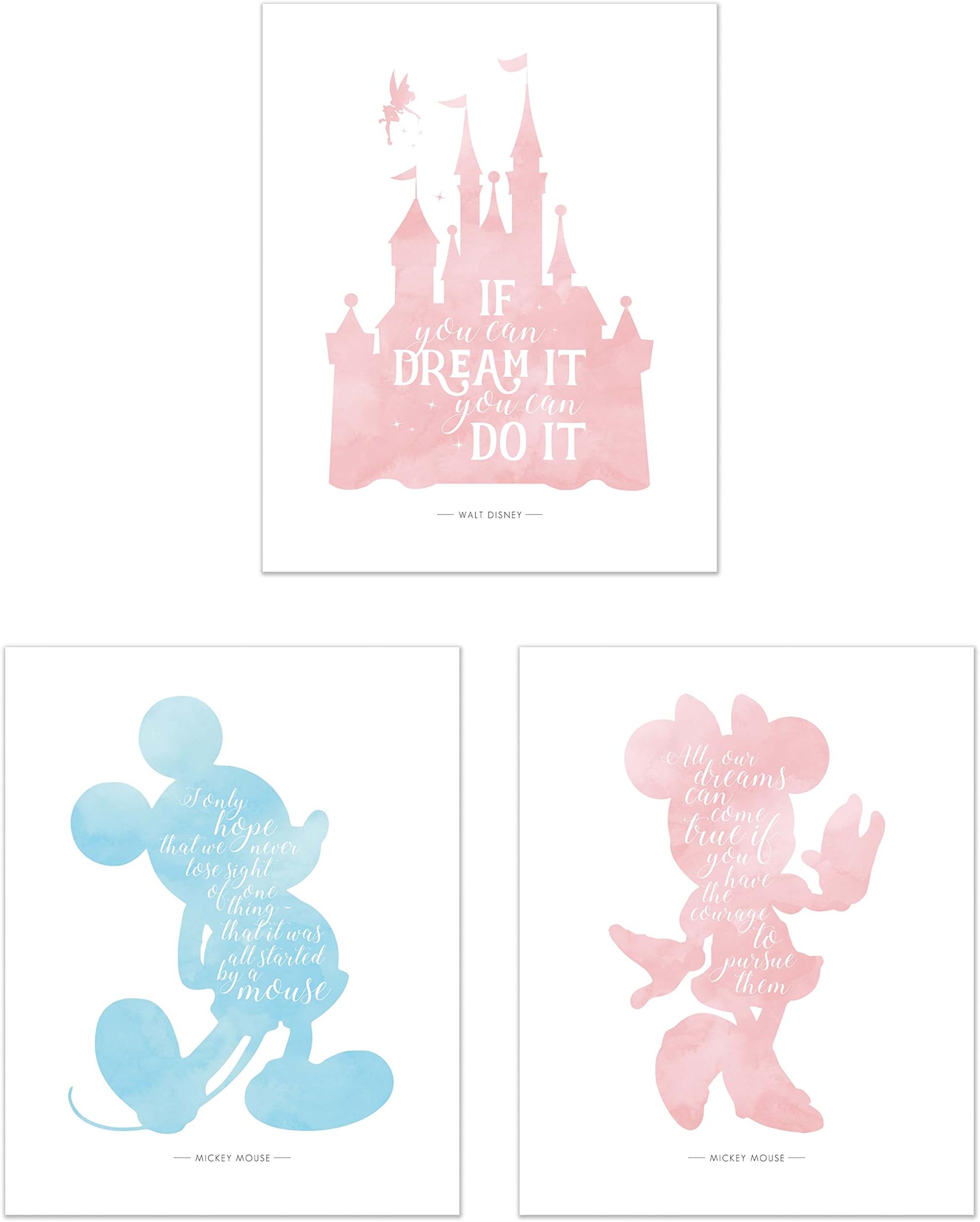 Summit Designs Disney Castle Mickey Minnie Wall Decor - Set of 3 (8x10) Poster Photos