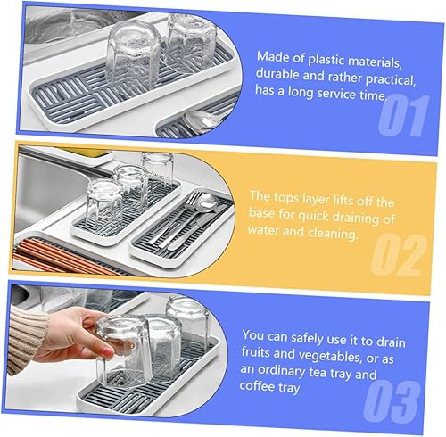 Miniatura 6 de Operitacx Bandeja de drenaje Bandejas para Comida House Filtro de agua Filtro de café Plato de drenaje de frutas Vajilla Bandeja de secado Bandeja