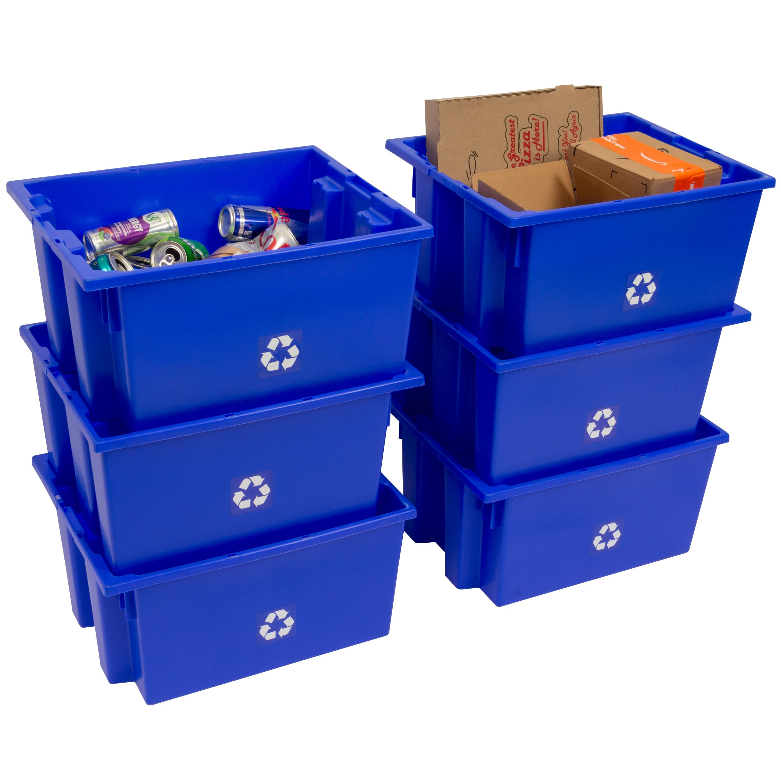 ReadySpace 9 Gallon Heavy Duty Stackable Recycling Bins, 6-Pack