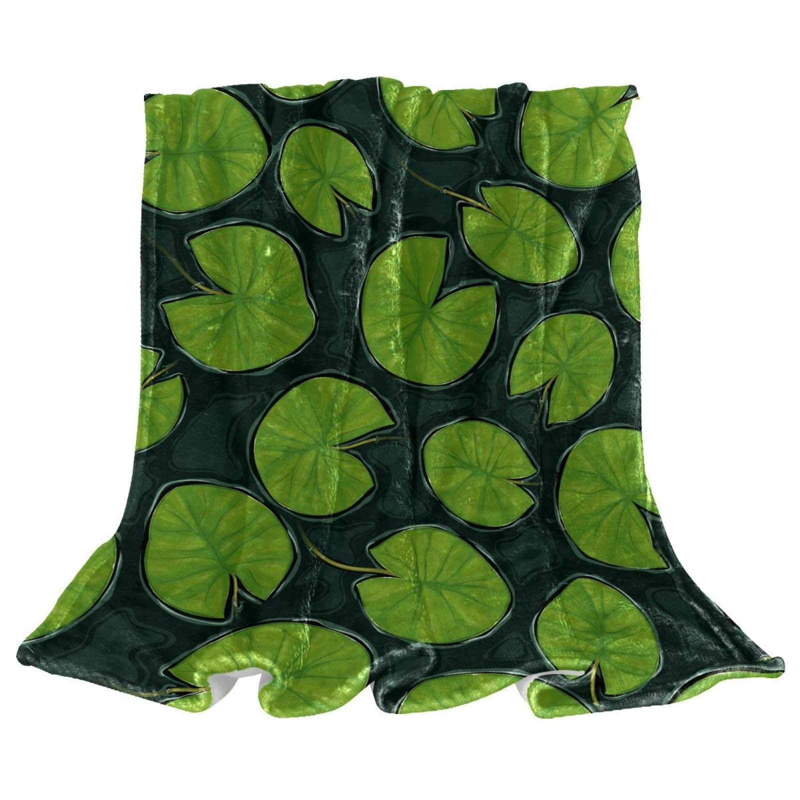 Lily Pad Green Fleece Throw Blanket for Couch Lightweight Plush Fuzzy