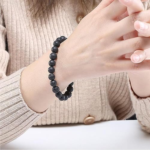 Miniatura 5 de Pulseras de cuentas hechas a mano de 0.315 pulgadas para hombres, pulsera de protección para mujeres, chakras, Feng Shui, elástica, hecha a mano,