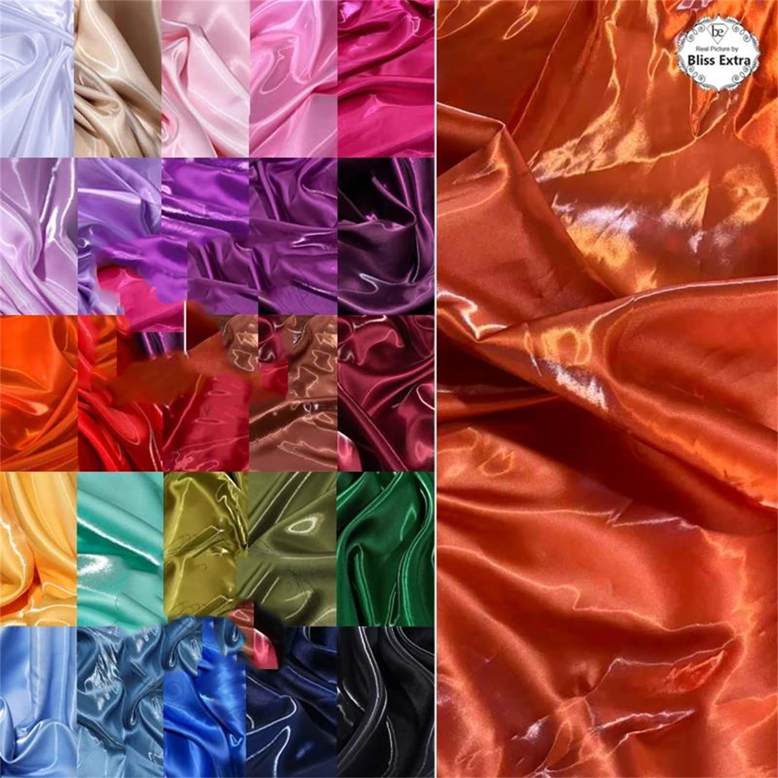 Tela de organza, Tela Organza Tejida Poliester Satén 1,5 metros Ancho Multicolor 0,5-6(Dark En8,6Meters)