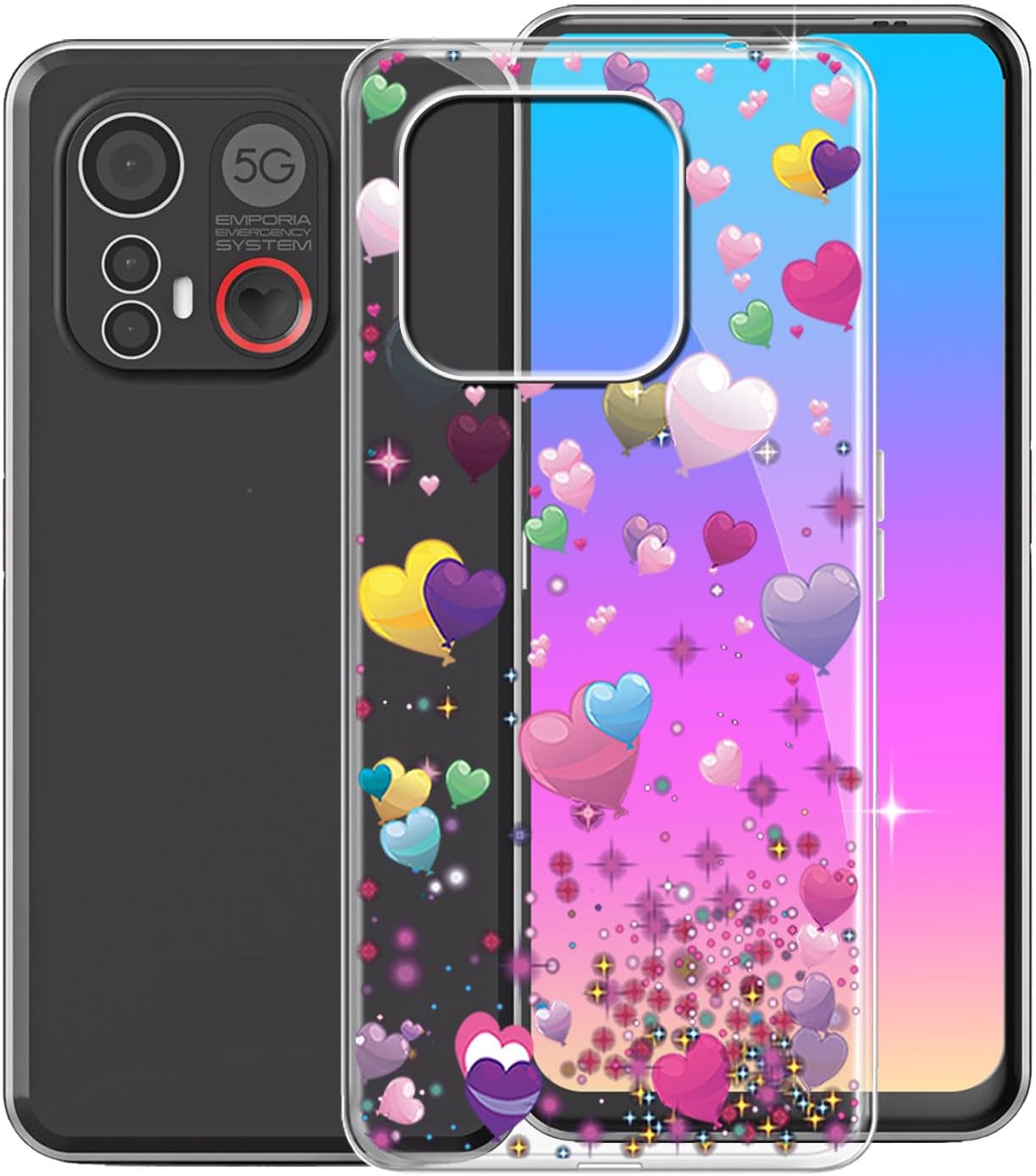 for Emporia Smart 6 Case, Transparent Soft Silicone TPU Protection Case, Shockproof Anti-Fall Shell, Ultra-Thin Bumper Back Cover for Emporia Smart 6 (6.58") - Pink Balloon