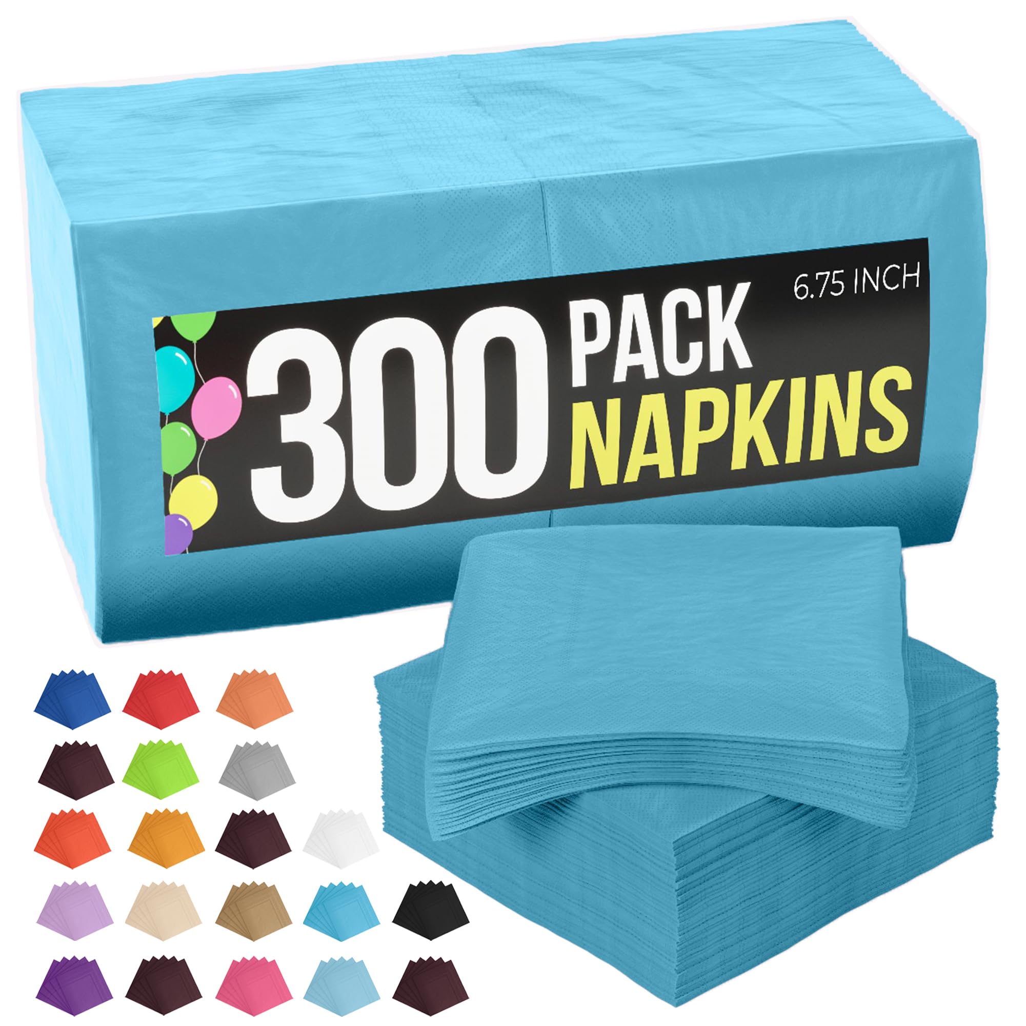 Party Solids Turquoise Napkins Disposable Everyday 300 Pcs 2 Ply Turquoise Dinner Napkins Bulk For Parties & Party Supplies