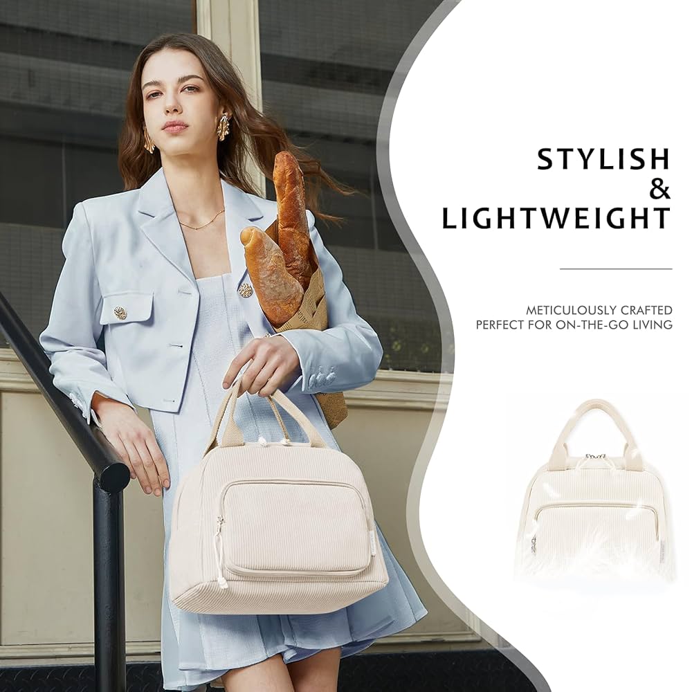 VelChic Lunch Bag For Women, Cute Corduroy Adult Insulated Lunch Box