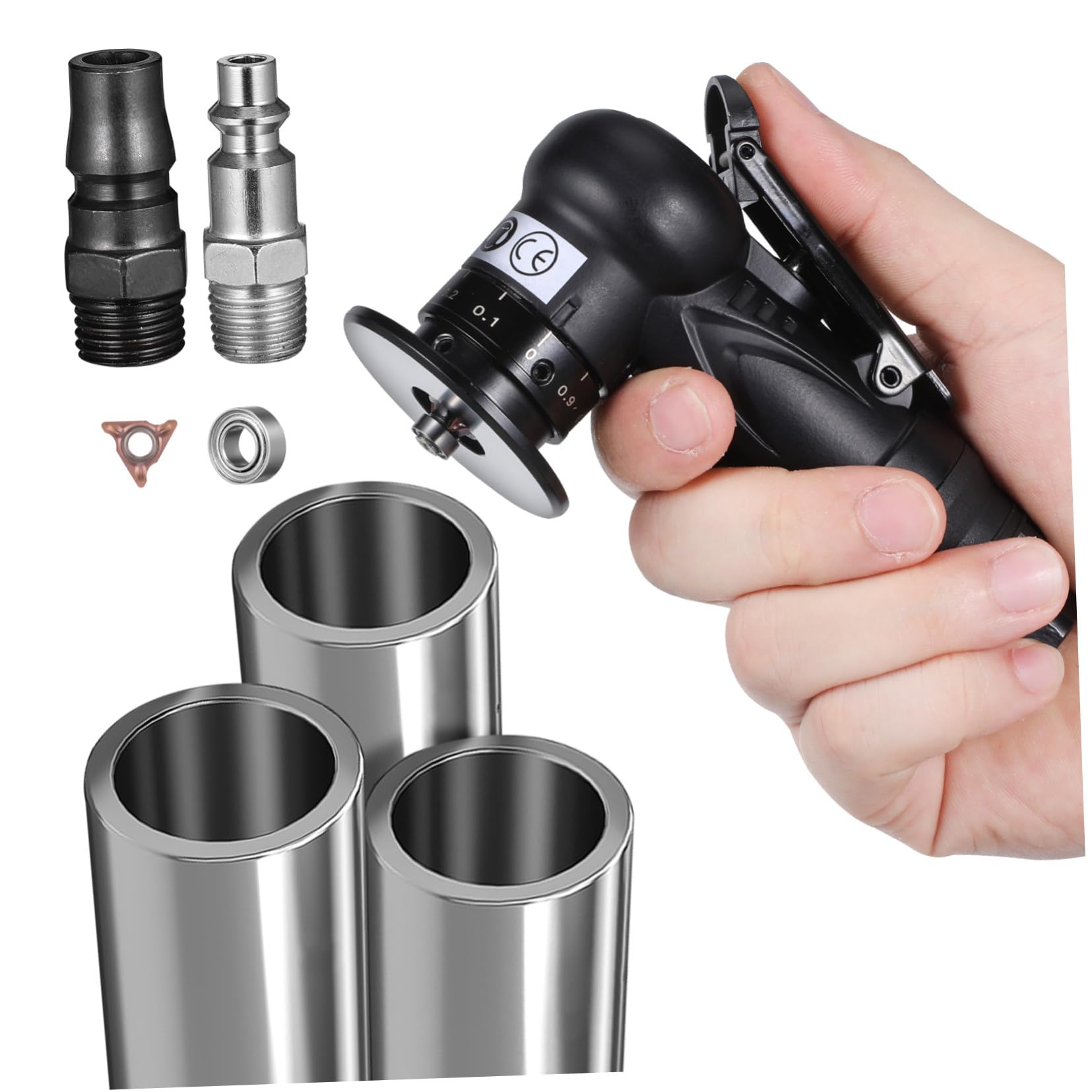 Mikinona Pneumatisches Entgratungswerkzeug Mini Luft-Anfasmaschine Metall Aluminium Edelstahl Entgrater mit Radius- und Fasen-Winkelklingen US-Spezifikation