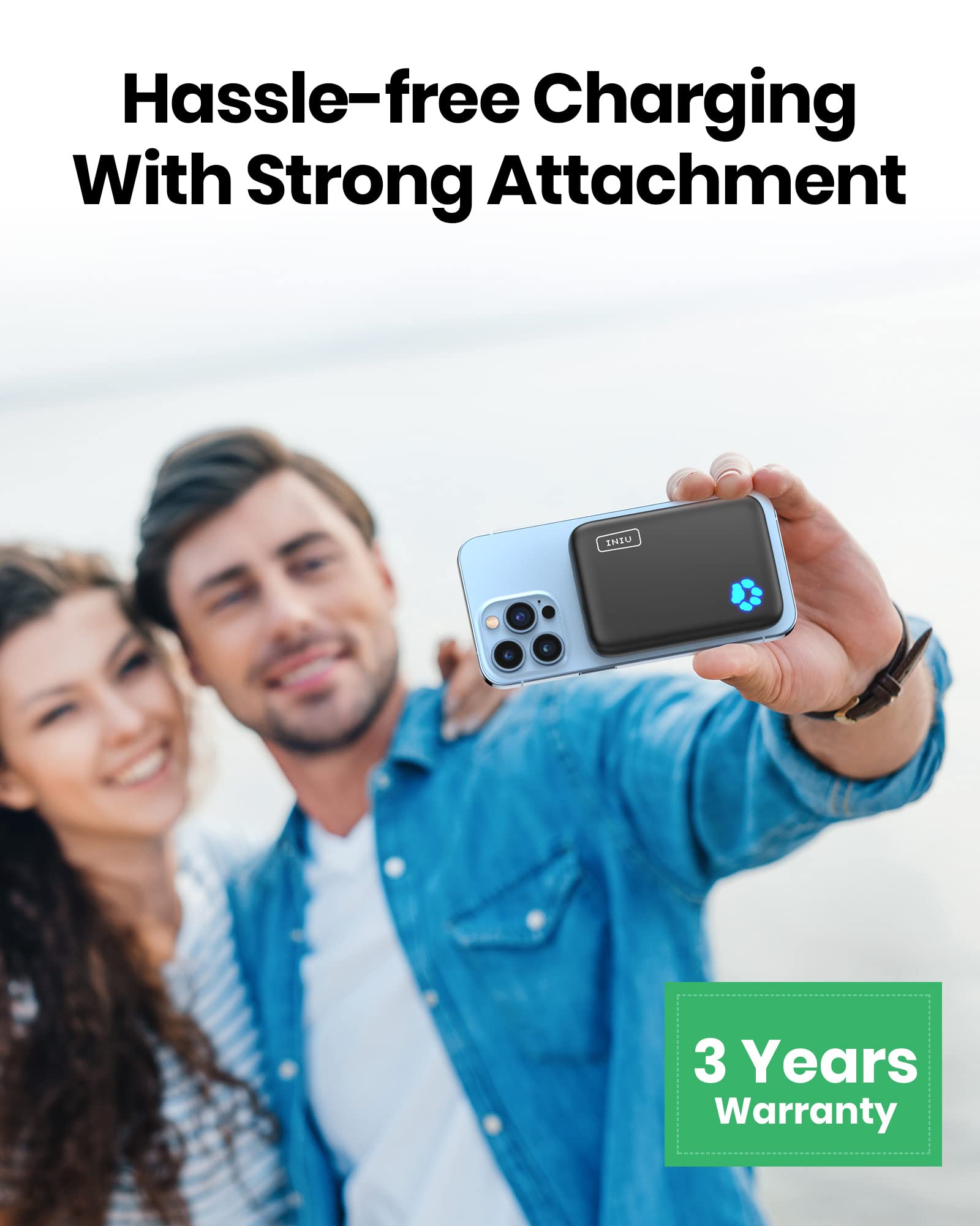 INIU Magnetic Portable Charger, 10000mAh 20W PD QC3.0 Wireless Power Bank Fast Charging, USB C in&Out External Battery Pack, Compatible with iPhone 14 13 12 Pro Max Mini and Mag-Safe Case