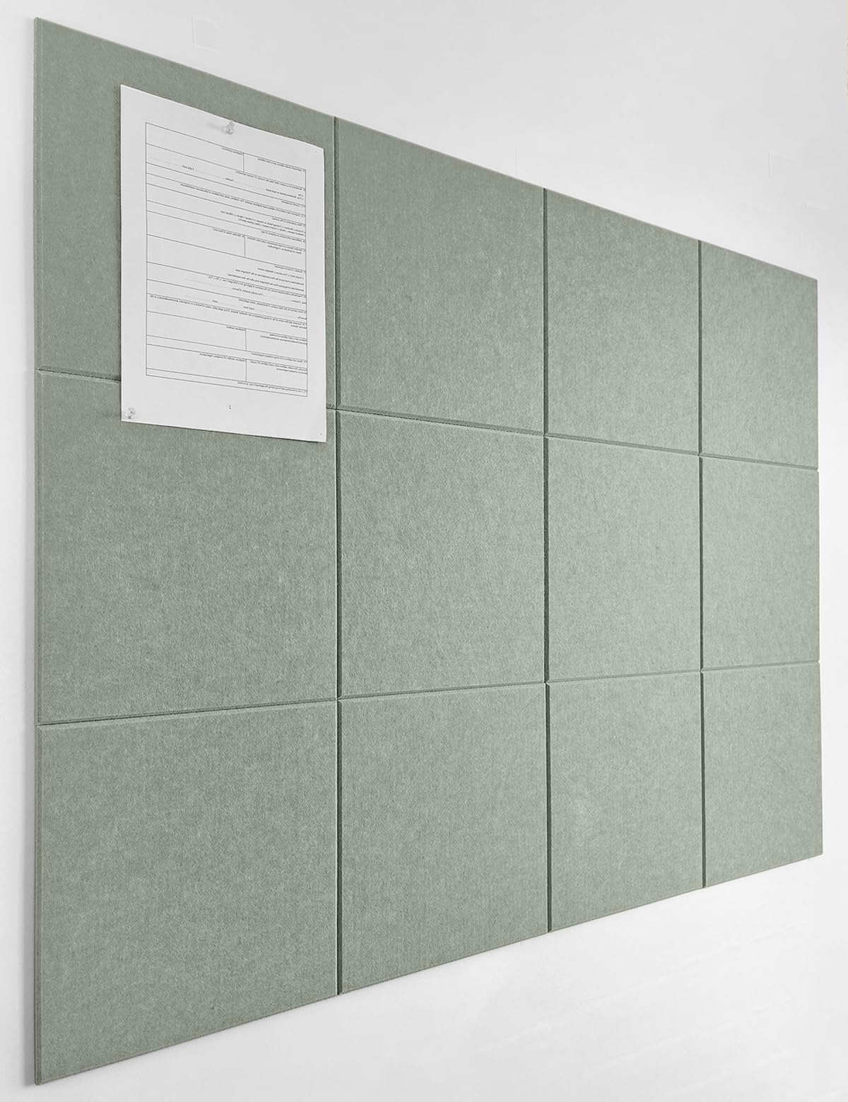 Sage Green Cork Board Alternative | Large Pin Board Notice Board | Felt Bulletin Board for Office, Home & Classroom | Sage Green Office School Supplies | Felt Wall Tiles (12-Pack)