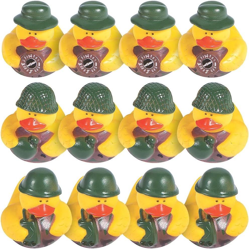 One Dozen (12) Camoflage Rubber Duck Party Favors