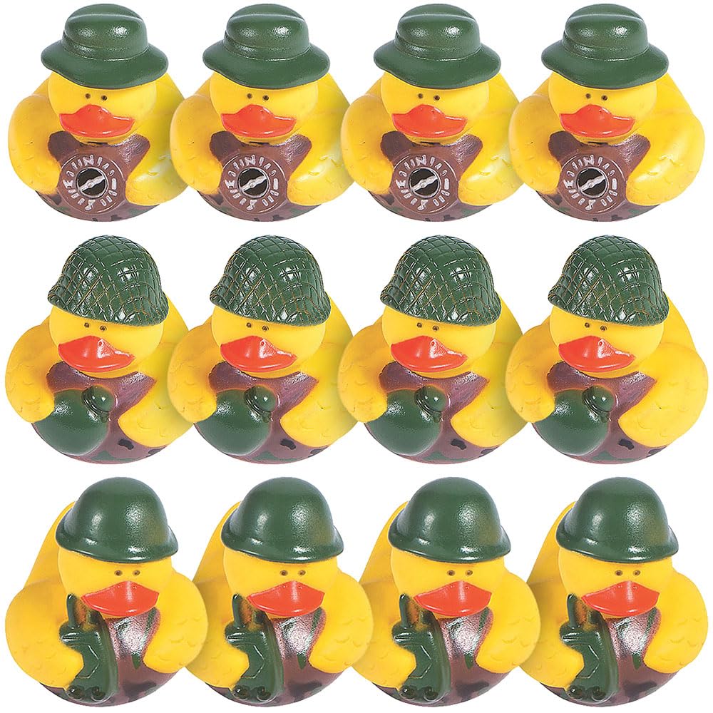 One Dozen (12) Camoflage Rubber Duck Party Favors