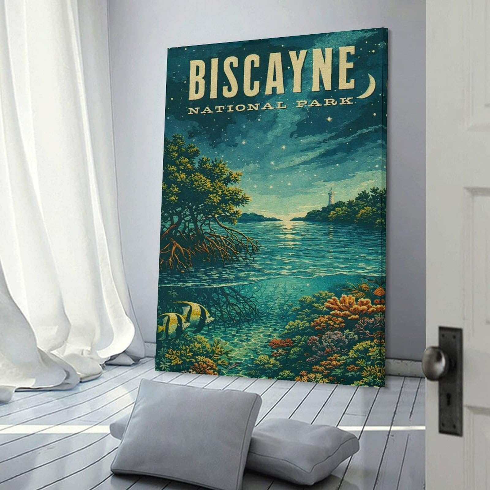 Junmoney Biscayne National Park Vintage Hanging Wall Art, 08x12inch(20x30cm), for Home Walls, Creative Rooms Or Shared Spaces, A Flexible Wall Accent for Shared Spaces